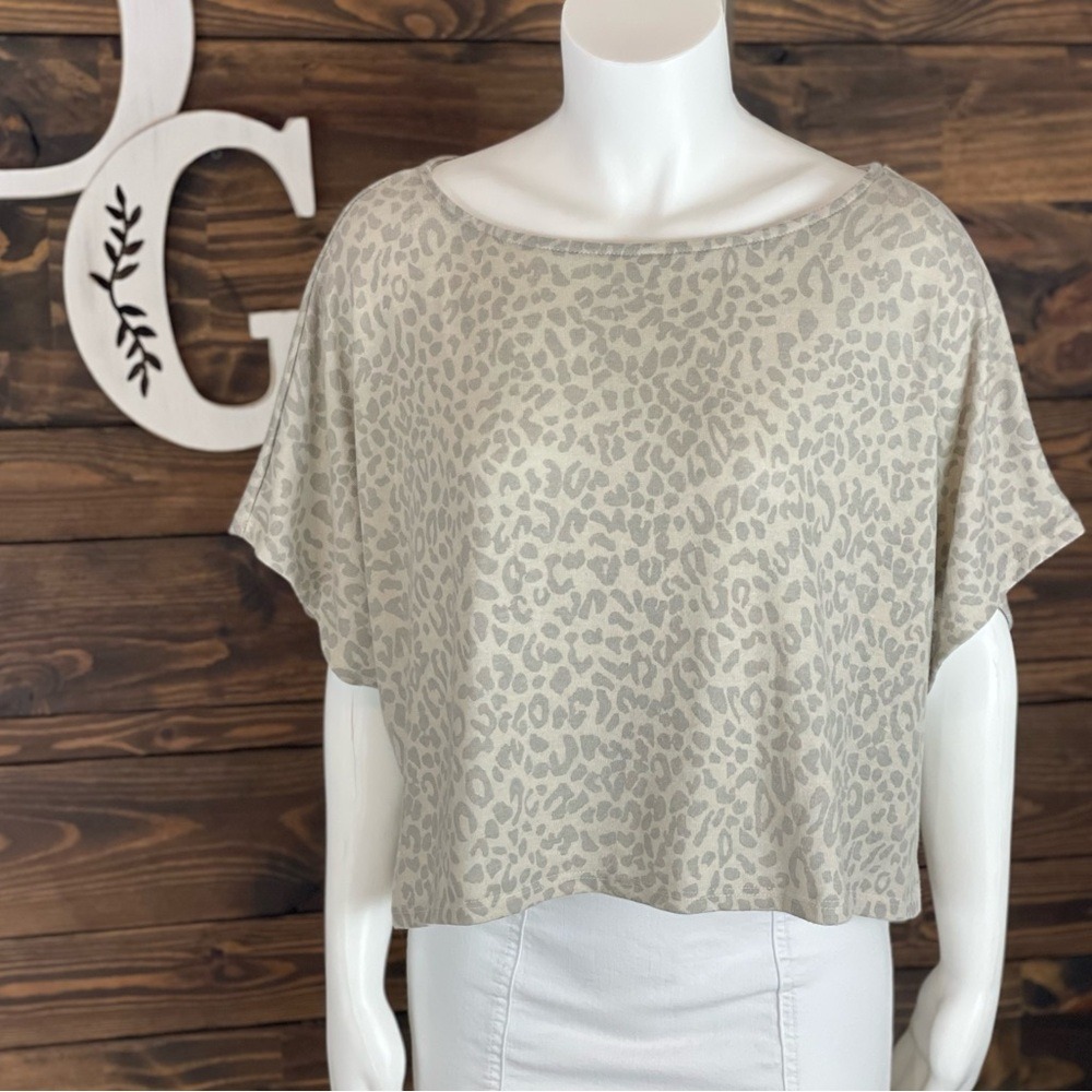 Blank Paige | Cheetah Leopard Oversized Cropped Knitted Knit Top‎ Animal Print